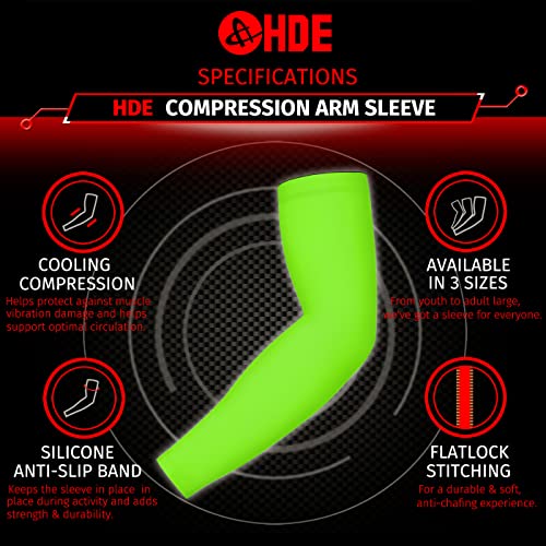 HDE Arm Compression Sleeves for Kids Basketball Shooting Sleeve Youth Sports Cooling Sun Protection Football Baseball 1 Pair - color: Action Green, size: Youth Large