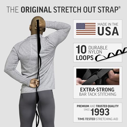 OPTP The Original Stretch Out Strap with Exercise Poster, USA Made Top Choice Stretch Out Straps for Physical Therapy, Yoga Stretching Strap or Knee Therapy (XL)