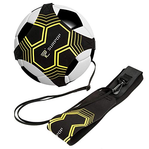Surpop Soccer/Volleyball/Rugby Trainer, Football Kick Throw Solo Practice Training Aid Control Skills Adjustable Waist Belt for Kids Adults - color: black