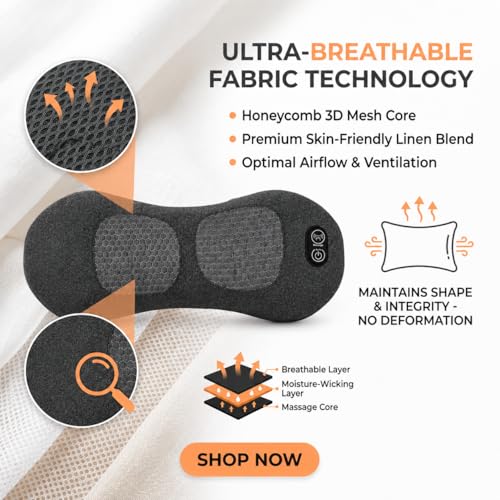 3-in-1 Cordless Lumbar Support Pillow with Heat, Vibration and Traction, Electric Lower Back Massager for Pain Relief Deep Tissue, Decompression Back for Chair, Bed, Car