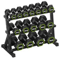 HANDBODE Dumbbell Set with 3-Tier Rack, 390-790 lb | Heavy Duty Weight Stand for Dumbbells, Space-Saving Metal Storage Organizer, Sturdy Dumbbell Holder for Home Gym - style: 630 lb Set (15-75 lb) *2 & Rack