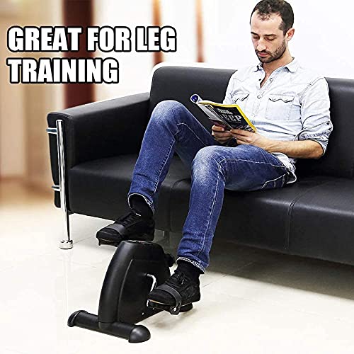 Mini Exercise Bike, AGM Under Desk Bike Pedal Exerciser Foot Cycle Arm & Leg Pedal Exerciser with LCD Screen Displays - color: Black