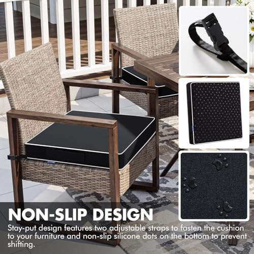 MIULEE Black 48x18x3 Inch Outdoor Bench Cushion with Adjustable Straps | Waterproof Patio Chair Cushion, Set of 1 for Swing Patio Furniture, 3-Year Color Fastness Garden Sofa Couch - color: Black, size: 48 x 18 x 3 Inch