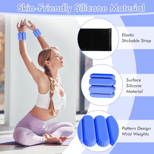 Wrist Ankle Weights for Women, Adjustable Ankle Weights Strength Training Silicone Bracelets Workout Wrist Ankle Weights for Men Women Yoga Running Dance Ankle Arm Leg Weights (2lb) - color: Blue