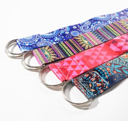 1Pcs Mandala Print Yoga Strap, 6ft Adjustable Stretch Belt with D-Ring, Polyester Fitness Band for Stretching, Pilates, Gym, Back Training and Physical Therapy
