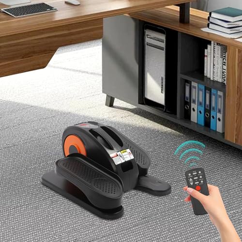Under Desk Elliptical Machine,50W Electric Elliptical Leg Exerciser with 5 Adjustable & Remote Control, Portable Quiet Elliptical Exercise Machine 55.1 lbs Capacity for Homes, Gyms, Hospitals - color: Orange