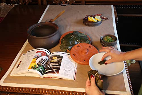 Terracotta Weighted Plate for Grape Leaf Roll Dolma Dolmades Tolma Warak Enab - PACK of 2 - Perfect Tool for Stuffed Dishes! - IMPROVED SPECIAL EDITION