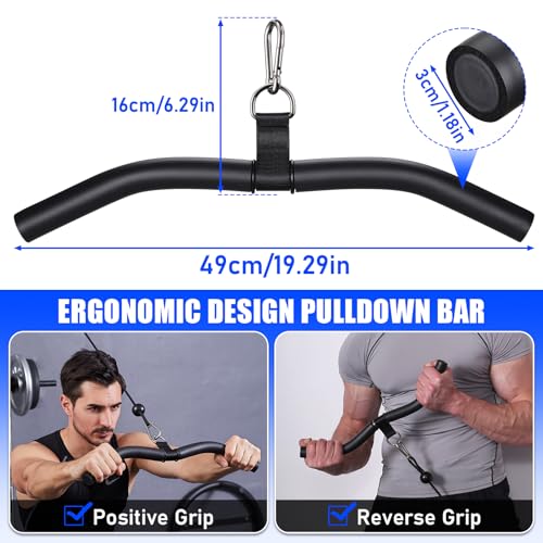 TOBWOLF Lat Pulldown Bar, Multi-Function Cable Machine Handle for Home Gym | W-Shaped Bar with EVA Non-Slip Grip for Cable Workouts | Supports Lat Pulldown, Triceps Press Down & Curl Training
