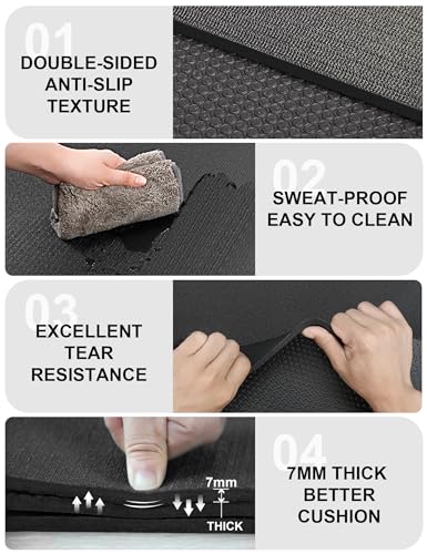 Large Exercise Mat 8'x5'|12'x6'|6'x4'|6'x2' Workout Mat for Home Gym Mats Exercise Heavy Duty Gym Flooring Fitness Mat Large Yoga Mat Cardio Mat for Weightlifting, Jump Rope, MMA, Shoe-Friendly - color: Black6'x2'