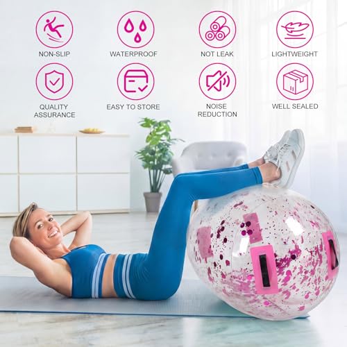 Gemscream Gymnastics Barrel Inflatable Air Roller Mat 40" x 24" Glitter Tumbling Air Barrel Gymnastic Cylinder Tumble Equipment for Back Handspring Trainer Cheerleading Yoga Home Use - color: Glitter Pink