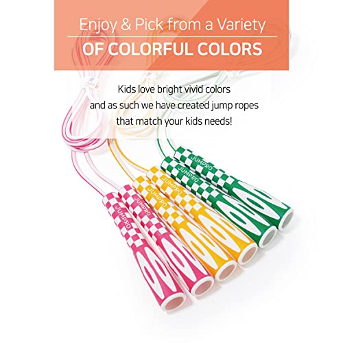 KSY Kids Jump Rope (Crystal Series) – Durable PVC Jump Rope for Kids Ages 6-12 – Lightweight, Adjustable, and Tangle-Free – Made in Korea - color: Green/White