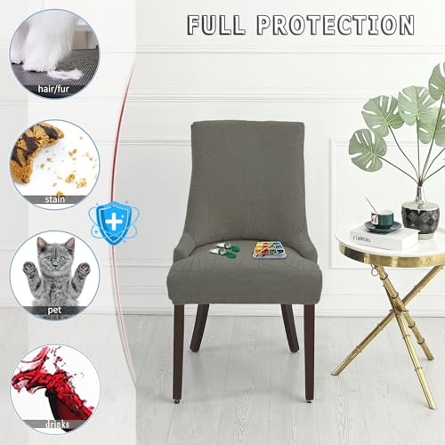 Wingback Chair Cover Waterproof,Stretch Jacquard Slipcover(Light Grey,4PCS) | Instant room refresh with easy cleanup, dependable mess protection, and a neat tailored look for family spaces. - color: Light Grey