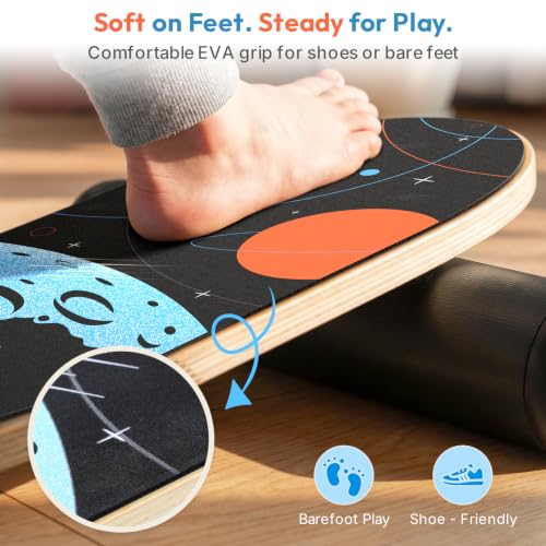 Sportneer Kids Balance Board, 4-Mode Adjustable Balance Trainer | Build for Kids, 4 Modes, Safe & Sturdy Wobble Board, Balance Trainer - color: Space Black