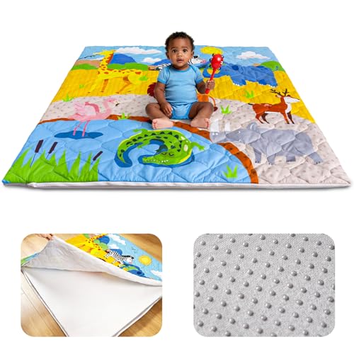 Baby Play Mat, 50x50 Playpen Mat with Machine Washable Cover | Removable, Thicken Cushioning Playmats for Baby, Non-Slip Bottom, Easy to Clean for Infants, Wild Animal - color: Wild Animal, size: 50" X 50"