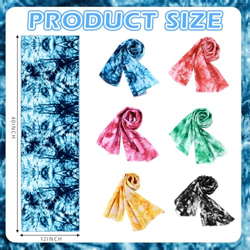 12 Pcs Tie Dye Cooling Towel for Neck and Face, 40 x 12 Inch Soft Microfiber Breathable Chilly Ice Towel, Stay Cool Sweat Rags for Sports Biking Hiking Running Yoga Golf Camping - style: Tie Dye