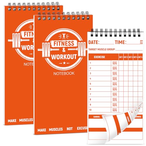 gisgfim 3 Pcs Fitness Journal for Men Women Workout Lifting Log Book Planner 4x8 Inch 70 Sheet/Pad Workout Notebook to Track Weight Loss Exercise Training Notebook Planner for Bodybuilding Gym