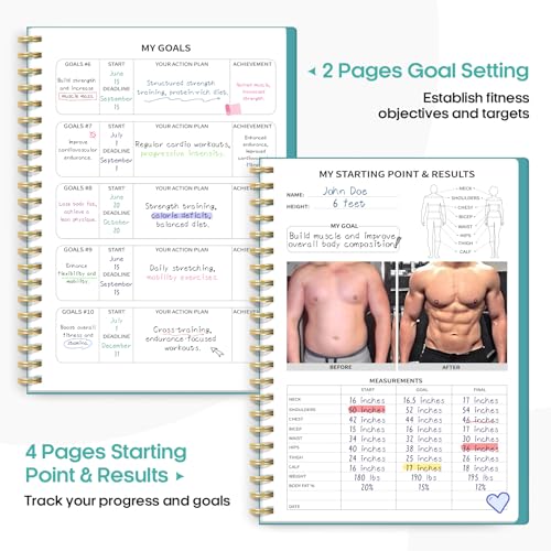 Fitness Workout Journal for Women & Men, A5(5.5" x 8.2") Workout Log Book Planner for Tracking, Progress, and Achieving Your Wellness Goals-Blue - color: c.Blue
