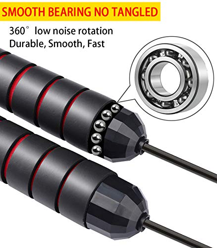 Jump Rope, Ball Bearings Tangle-Free Rapid Speed Cable Skipping Rope, Adjustable Jumping Ropes for Men, Women and Kids - 2 Pack