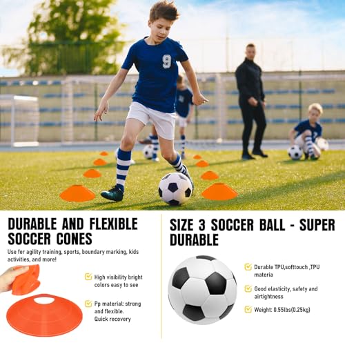 Soccer Goal, Kids Soccer Goals for Backyard Set, 2 Pack of Portable Pop Up Soccer Net with Soccer Ball, Cones, Complete Training Equipment for Youth, Toddler Outdoor Sports Games - color: Black Orange, style: 6 ft x 4 ft
