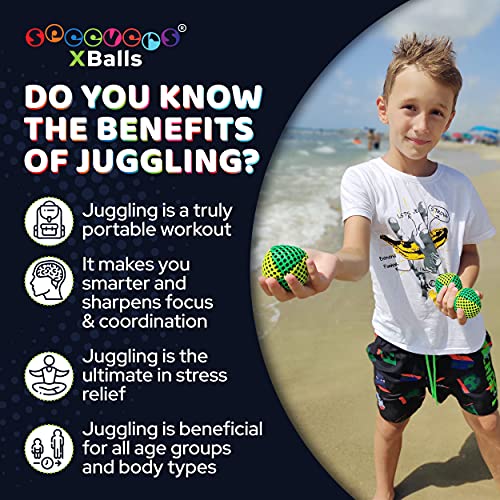 speevers Juggling Balls for Beginners and Professionals Set of 3, 14 Colors Available, 2 Layers of Net and Carry Case, Xballs Juggling Balls (Black - White, 3.9 oz) - color: Black - White, size: 3.9 oz