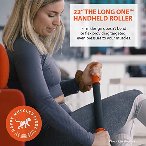 Tiger Tail 22in Massage Stick Portable Roller, Handheld, Deep Tissue Foam Roller, Body Massage and Myofascial Release Tool for Legs, Neck, Calves, Thighs, Shins & Back, The Long One 22, Made in USA - size: 22" Plus Happy Muscles eBook