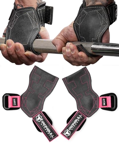 EZ Gripz PRO V2 Lifting Grips for Weightlifting: Weight Lifting Straps for Gym with Adjustable Wrist Neoprene Padding Gripps - Lifting Hooks, Wrist Wraps & Gloves Alternative for Deadlifts & Rows - color: Black/Pink, size: Large