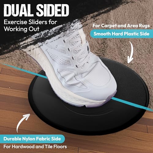 Gliding 9” Sliders for Working Out on Any Floor, 1 Pair + 4 Videos | The Original Exercise Gliders, Discs for Full Body Fitness, Pilates, Core, Physical Therapy and Resistance Workouts - color: Black