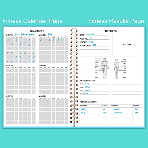 Fitness Planner for Women & Men - A5 Workout Log Book/Exercise Log to Track Weight Loss, Gym, Bodybuilding Progress - Daily Health & Wellness Journal, 5.8X8.25 In Workout Book - style: Teal