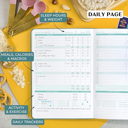 Legend Wellness Planner & Food Journal – Daily Diet & Health Journal with Weight Loss, Measurement & Exercise Trackers – Lifestyle & Nutrition Diary – Lasts 6 Months, A5 size – Dark Teal - color: Dark Teal Gold Foil, size: A5 (5.8” x 8.3”)