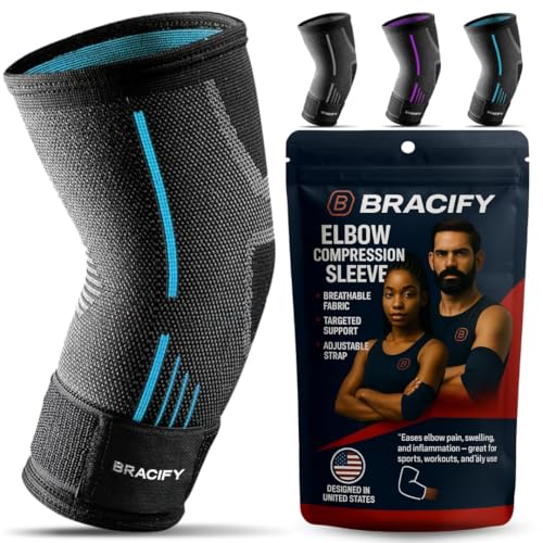 Tennis Elbow Brace for Women & Men, Fitness and Everyday Use (Large) | Elbow Compression Sleeve for Tendonitis, Arthritis, Tennis Elbow & Golfers Elbow, Reduce Elbow Pain During Fitness Activity - color: Blue, size: Large