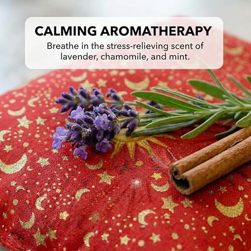 Nature's Approach Basic Herb Pack Heating Pad, Red | 12-herb aromatherapy rice & flaxseed fill for hot or cold therapy on neck, back, shoulders & more - style: Celestial Red