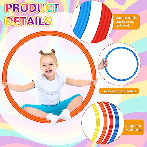 Libima 12 Pcs Obstacle Course Ring Set 16 Inch 28 Inch Hoop Plastic Toys Exercise Hoops Bulk for Little Teens Adults Party Games Educational Activities Holiday Decoration Gymnastics, 4 Colors