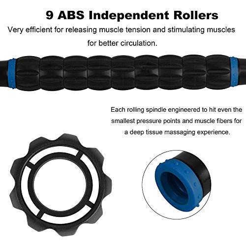 YANSYI Professional 9-Roller Deep Tissue Massage Stick - Portable Muscle Recovery Roller for Athletes, Relieves Post-Workout Soreness & Leg/Back Pain - Portable Physio Tool (Blue 1) - color: Blue 1