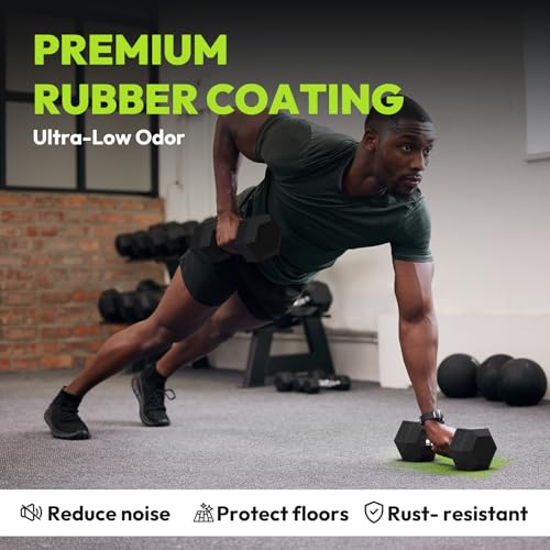 HANDBODE Rubber Coated Hex Dumbbell Set with A-Frame Rack, 100 lb - 600 lb Multiple Options Weight, Hexagon Non-Rolling Shape, Ergonomic Knurled Handle, Home Gym Equipment for Strength Training - style: 400 lb (30, 35, 40, 45, 50 lb) X 2 & Rack
