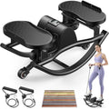 Rock Stepper, Side to Side Stepper for Exercise at Home, Low-Impact 3D Rocking Stepper Machine with Resistance Bands & Non-Slip Mat, Side Stepper for Full Body Workout, 250 LBS Capacity - color: BLACK