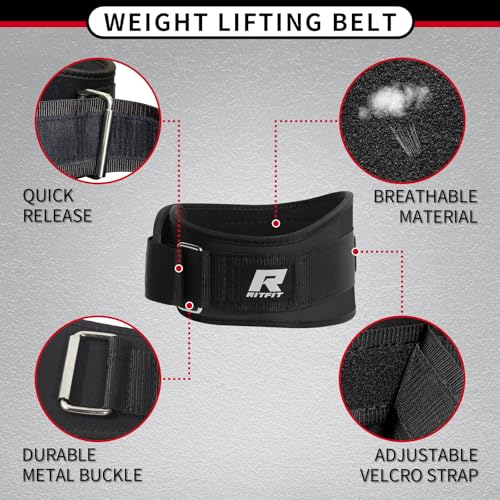 RitFit Weight Lifting Belt - Great for Squats, Lunges, Deadlift, Thrusters - Men and Women - 6 Inch Black/Camouflage - color: Black, size: S(26"-32")