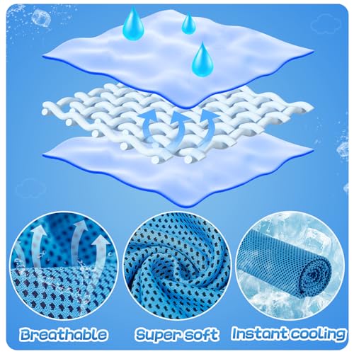 4 Pack Mini Cooling Towels (30"x9") - Kids Cooling Towel, Soft Breathable Cooling Neck Wraps with UPF 50 Sun Protection for Boys Girls Running Exercise Parent-child Activities School Outdoor Sports - color: Blue & Grey & Green & Magenta