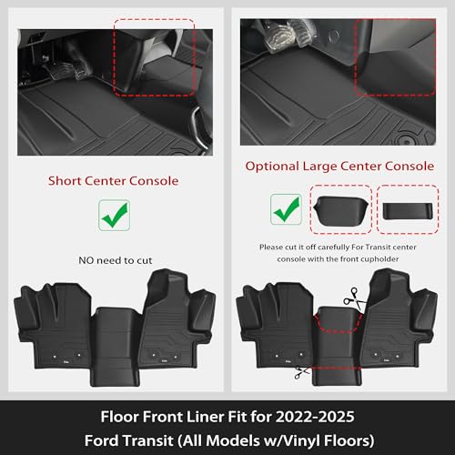 KARPAL Floor Mats for 2022-2026 Ford Transit/E-Transit w/Vinyl Floors (No Transit Connect), Custom Fit TPE All Weather Ford Transit Accessories Front Floor Liner - style: 2022-2026 | For Ford Transit/E-Transit | Front Row