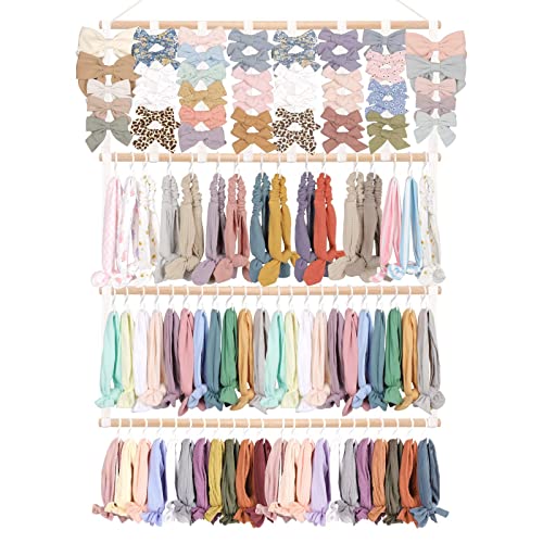 POVETIRE Headband Holder Hair Bows Organizer for Girls,Baby Headbands Hair Accessories Organizer Storage Wall Hanging Decor for Nursery Girls Room - color: White-1