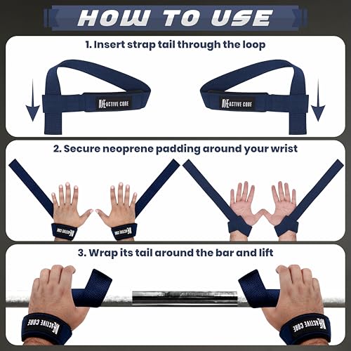Lifting Wrist Straps for Weightlifting, Weight Lifting Straps Gym Strength Training, Neoprene Padded Wrist Support, Deadlift Straps for Men & Women, 22.5 Inch Cotton - color: Navy Blue