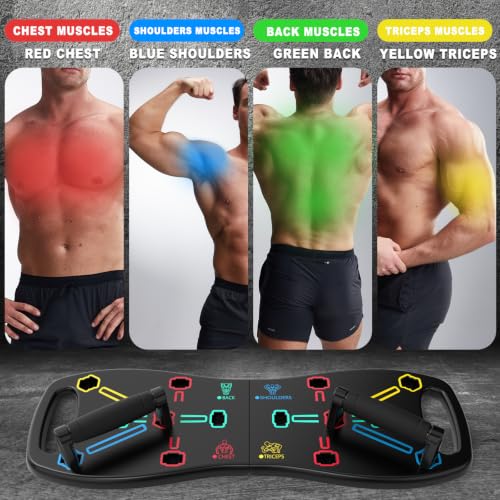 HOTWAVE Push Up Board, Portable Pushup Board for Men, Foldable Push Up Bar | Multifunctional Pushup Handles for Floor, Strength Training Equipment for Home Gym, Suitable for Beginners and Teenagers - color: Black-Black