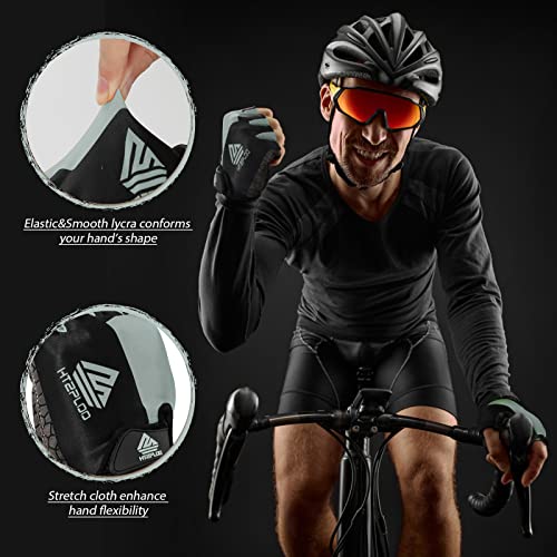 Bike Gloves for Men Women with Anti-Slip Shock-Absorbing Pad, Light Weight Half-Finger Cycling Gloves - color: Black&gray, size: Small