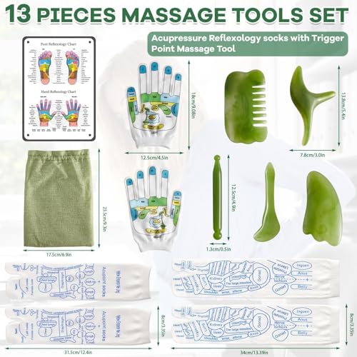 Reflexology Socks with Gloves Tools Set Foot Massage Socks Reflexology Socks with 5 Tools Socks with Trigger Point Massage Tool Acupressure Socks Reflexology Foot Massage Socks for Women and Men