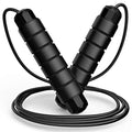 Jump Rope, Tangle-Free Rapid Speed Jumping Rope Cable with Ball Bearings for Women, Men, and Kids, Adjustable Steel Jump Rope with Foam Handles for Home Gym Exercise Fitness Workout Equipment & Slim Body - color: Black
