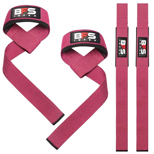 Lifting Straps for Weightlifting, Weightlifting Cotton Straps with Neoprene Padding for Men women Gym Wrist Straps for Bodybuilding powerlifting, Strength Training and Deadlifting - color: PINK