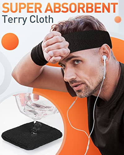 Tanluhu Sweatbands Sport Headbands for Men & Women,Terry Cloth Sweat Band for Tennis, Running, Basketball, Working Out, Exercise- Athletic Sweat Cotton Headband Outdoor - color: RedWhiteBlue