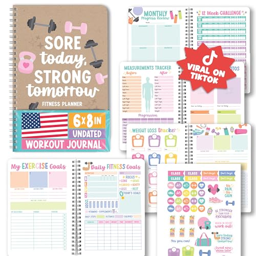 Hadley Designs Fitness Journal for Women - Workout Journal for Women, Fitness Planner for Woman, Workout Log Book, Undated Gym Journals & Exercise Journals, Gym and Health Notebook, Birthday Gifts - color: Kraft White
