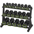 HANDBODE Rubber Coated Hex Dumbbell Set with Rack, 300-840 lb | Fixed Weights Sets with Heavy Duty Storage Stand, Multiple Weight Options Home Gym Equipment for Strength Training - style: 670 lb Set (10-100 lb) with Rack