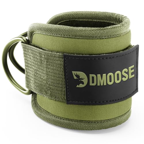 DMoose Ankle Strap for Cable Machine - One Size Fit with Premium Padding, Workout Kickback Ankle Cuffs, Ankle Bands for Working Out, Booty Workouts, Leg Extension, Hip Abductors & Lower Body Exercises - color: Olive Green - Pair