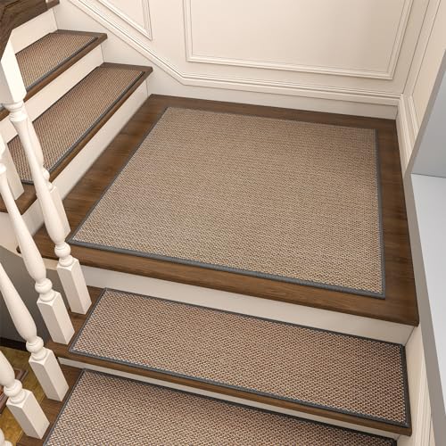 PADOOR Non Slip Stair-Treads Matching-Mat for Wooden Steps, Square Rubber Backing Non Slip Stair Landing Mat 30x30 inch - size: 30''x30'', style: Light Gray